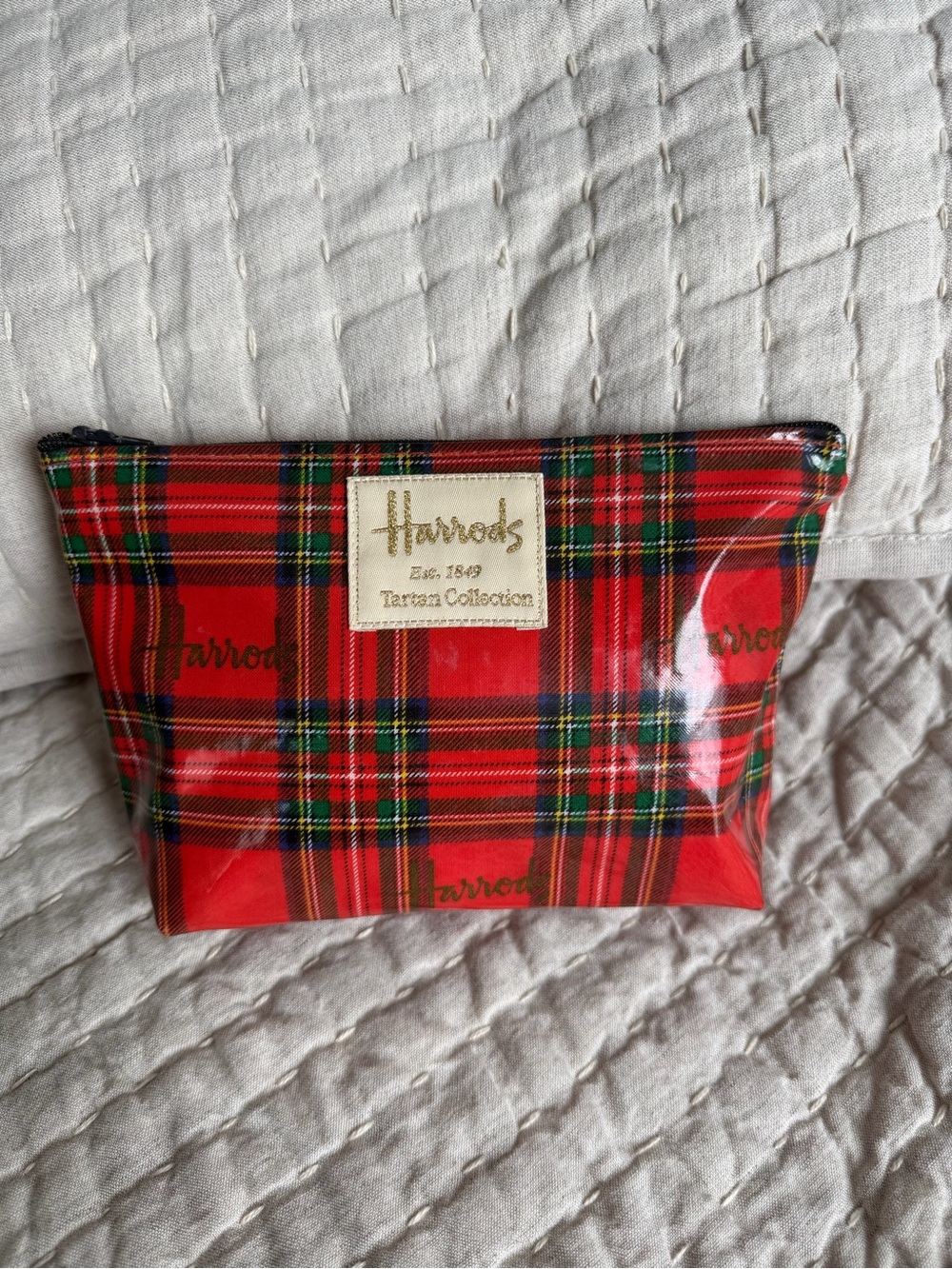 Harrods Iconic Red Tartan Collection Cosmetic Pouch